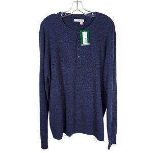 Hawker Rye Mens Johnny Thermal Henley Sweater Sz XL Navy Outdoor Preppy Casual
